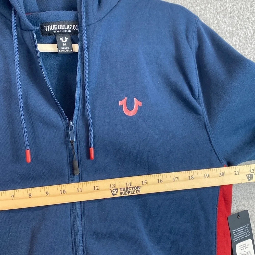 True Religion full zip hoodie M super soft large logo fleece lined casual Y2K